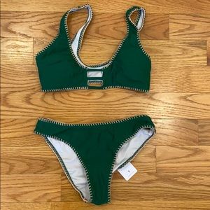 CUPSHE Green Bikini w/ Pink Stitch